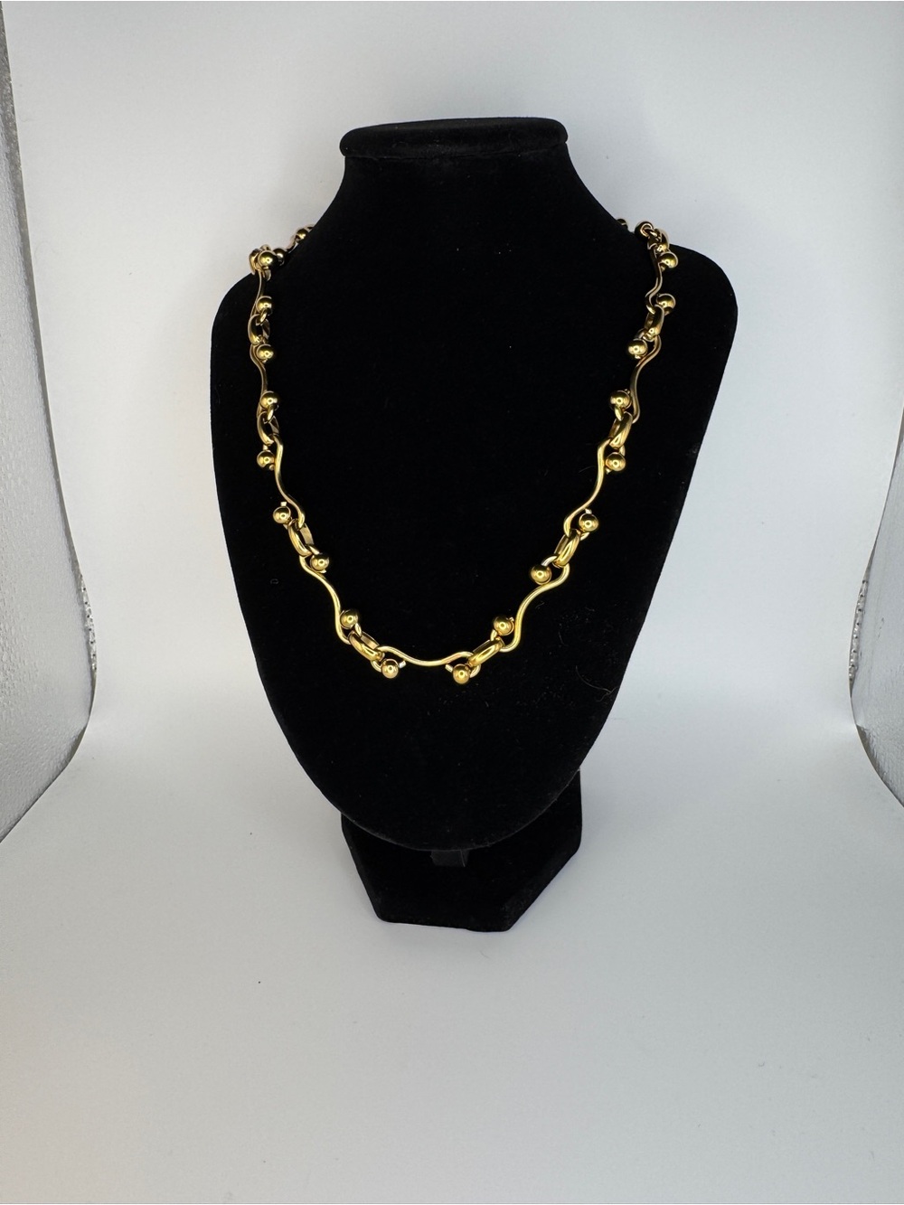 Gold-Tone Beaded Wave Necklace - Women Jewelry